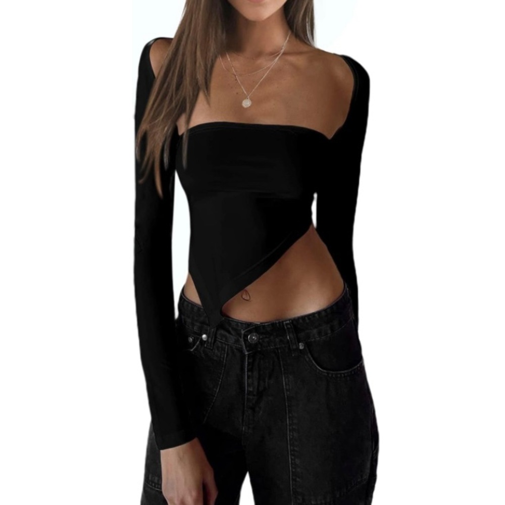 SOFIA'S CHOICE Bolero Top for Women Asymmetrical Hem Sexy Long Sleeve T Shirt